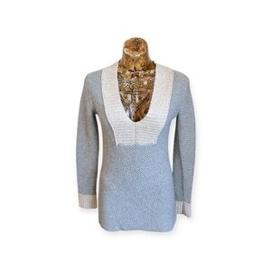 Tory Burch Wool Cashmere Alpaca Blend Tunic Sweater Gray Knit small